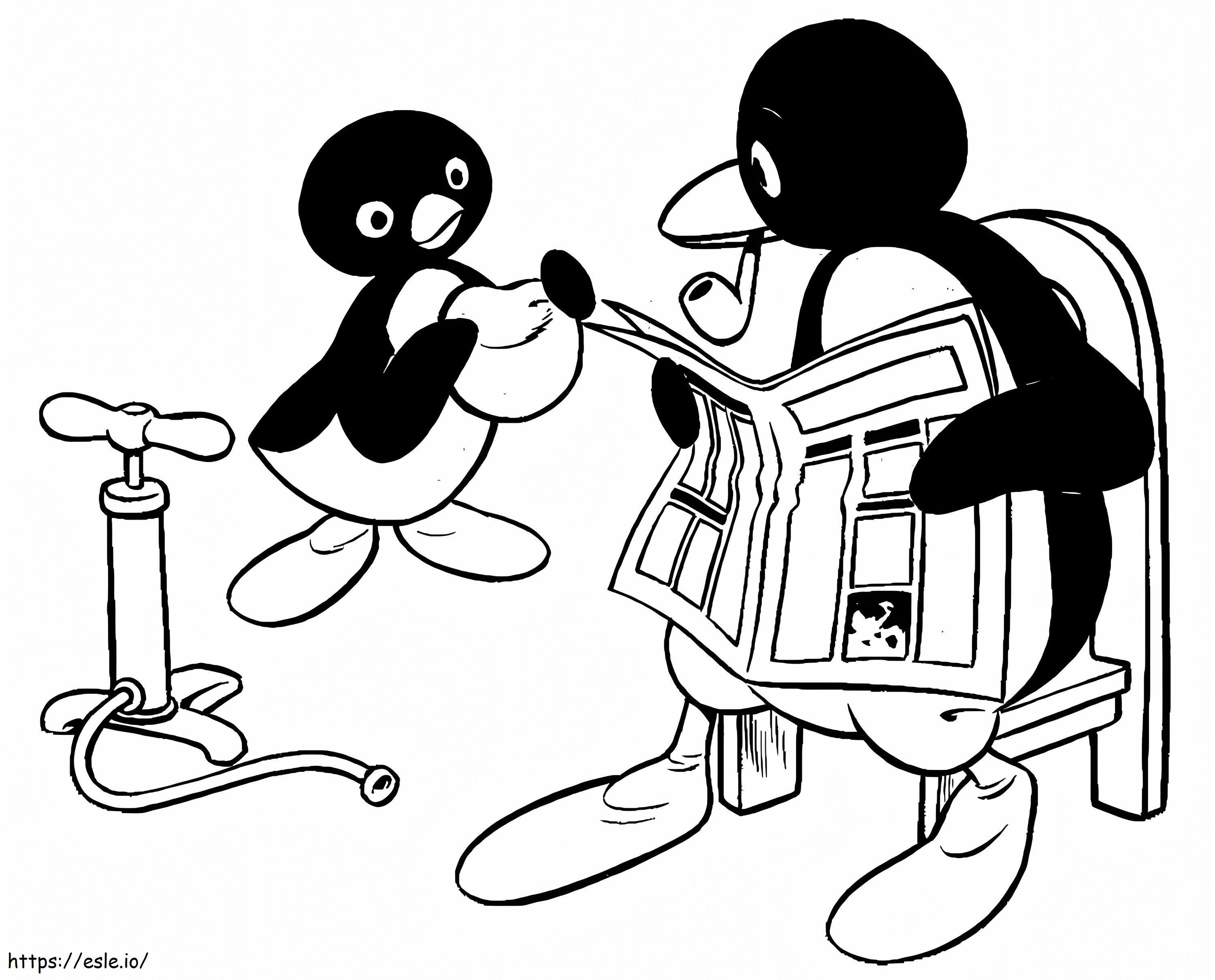 Pingu e padre da colorare