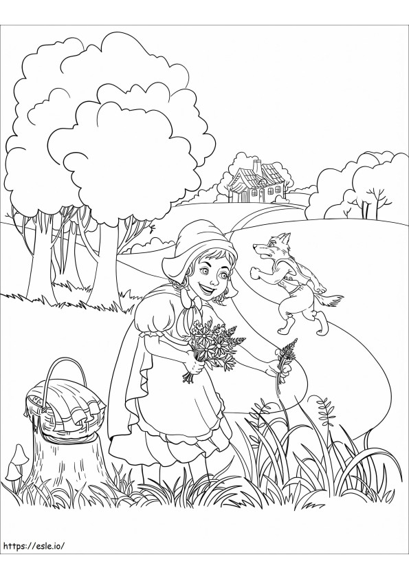 The Wolf Runs To Grandmothers House coloring page