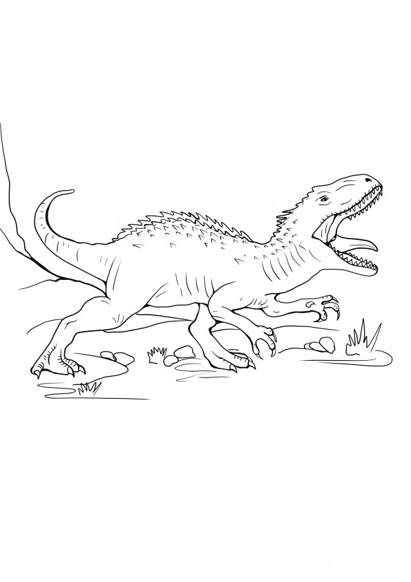 Image d'impression et de coloration gratuite de T-rex féroce