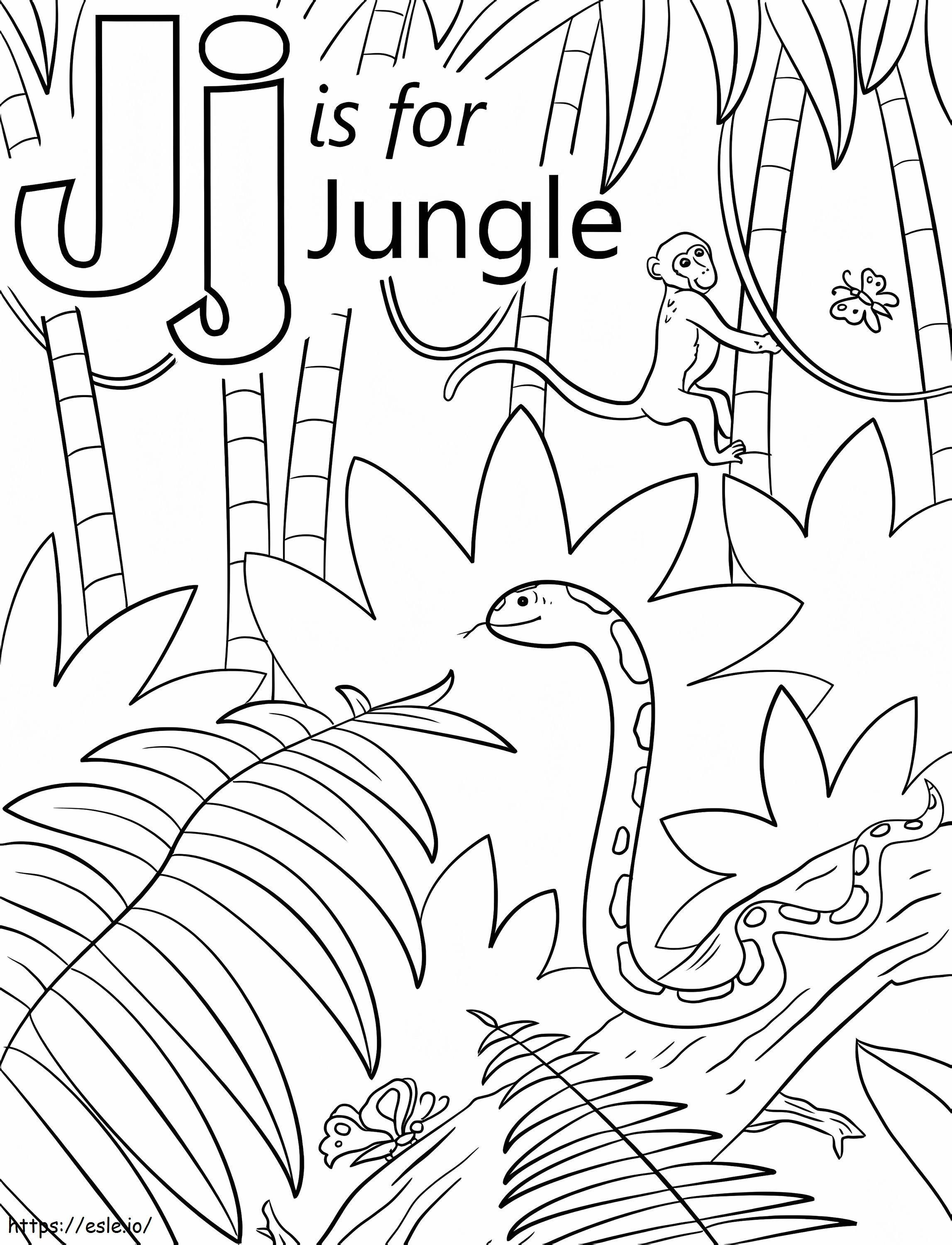 Jungle Letter J de colorat