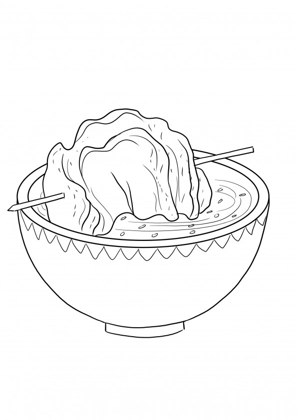 Creative coloring picture of a bowl of Asian food-free to download or print