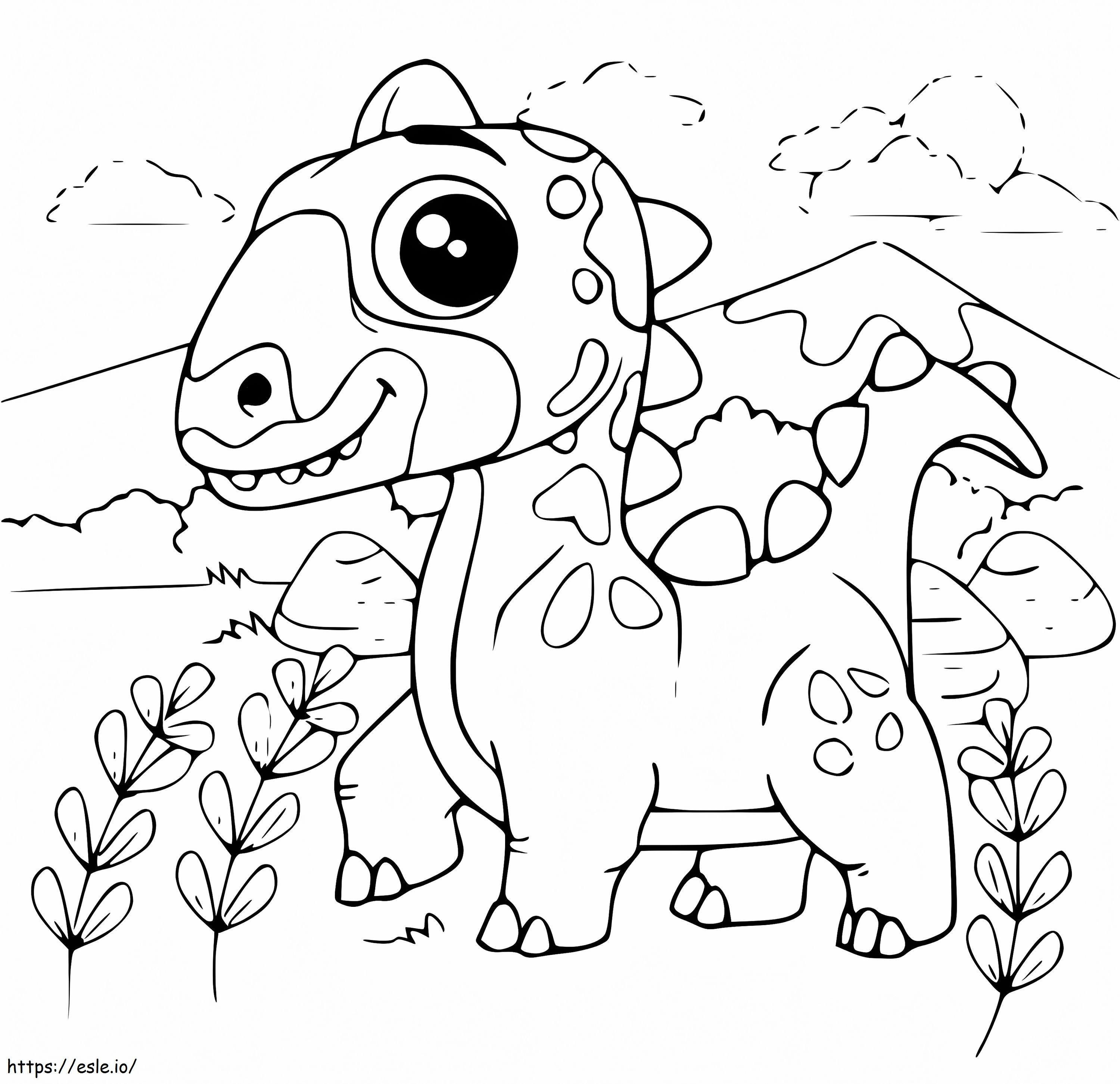 Dinossauro fofo para colorir