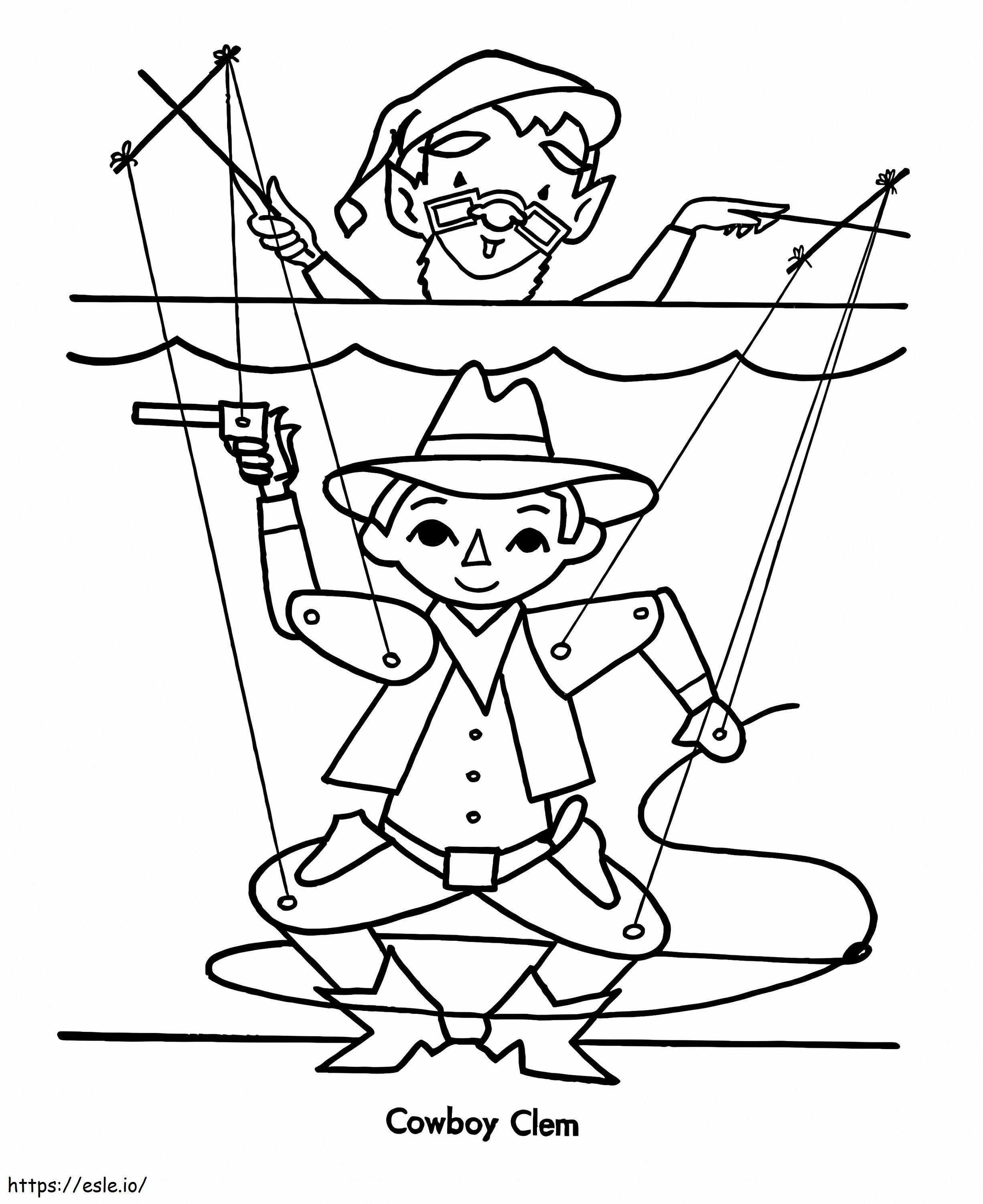 Cowboy String Puppet coloring page