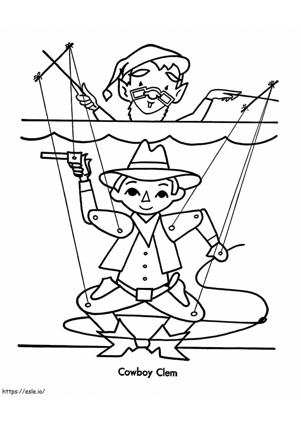 Coloriage Marionnette à fils Cowboy à imprimer dessin