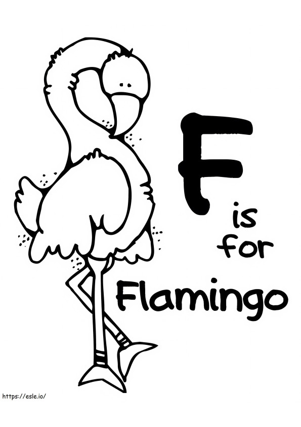 F pentru Flamingo de colorat