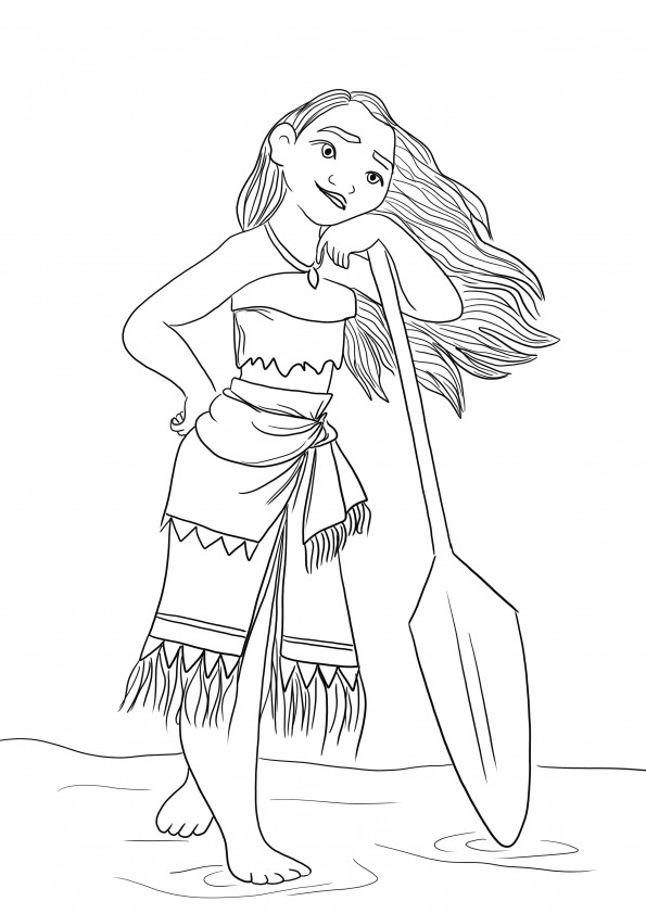 Princess Moana free to print or download and color for children