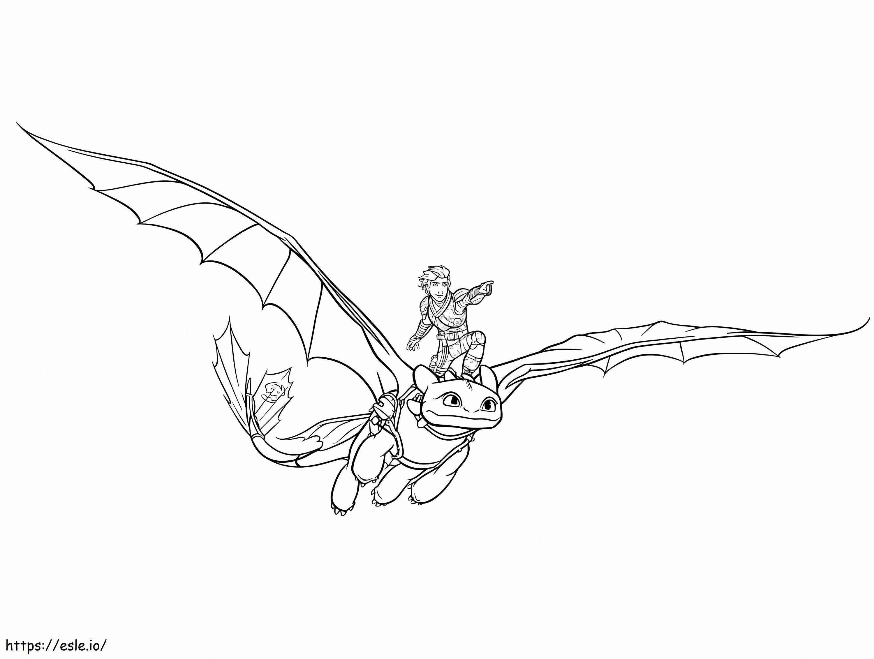 Flying Hiccup And Toothless coloring page