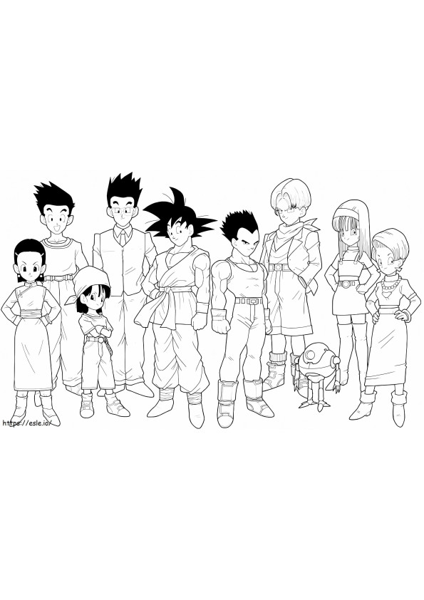 Coloriage Personnage de Bulma et Dragon Ball Z à imprimer dessin