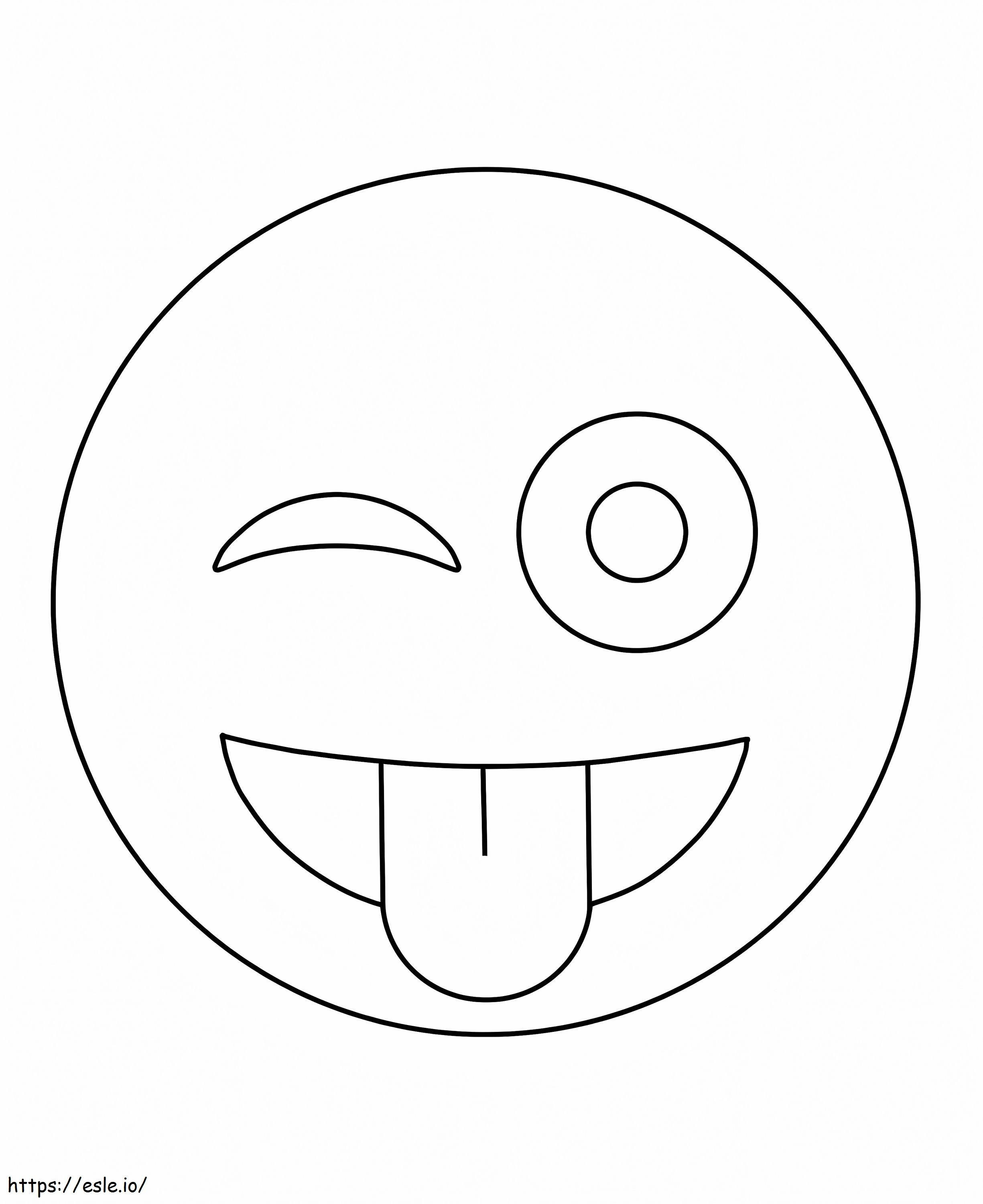Coloriage Emoji visage clin d'oeil à imprimer dessin