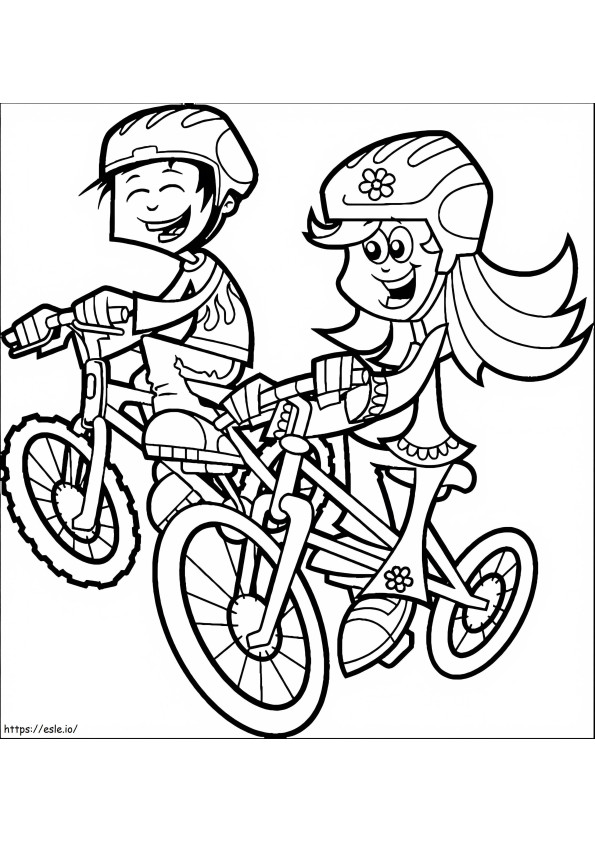 Coloriage Enfants à vélo à imprimer dessin