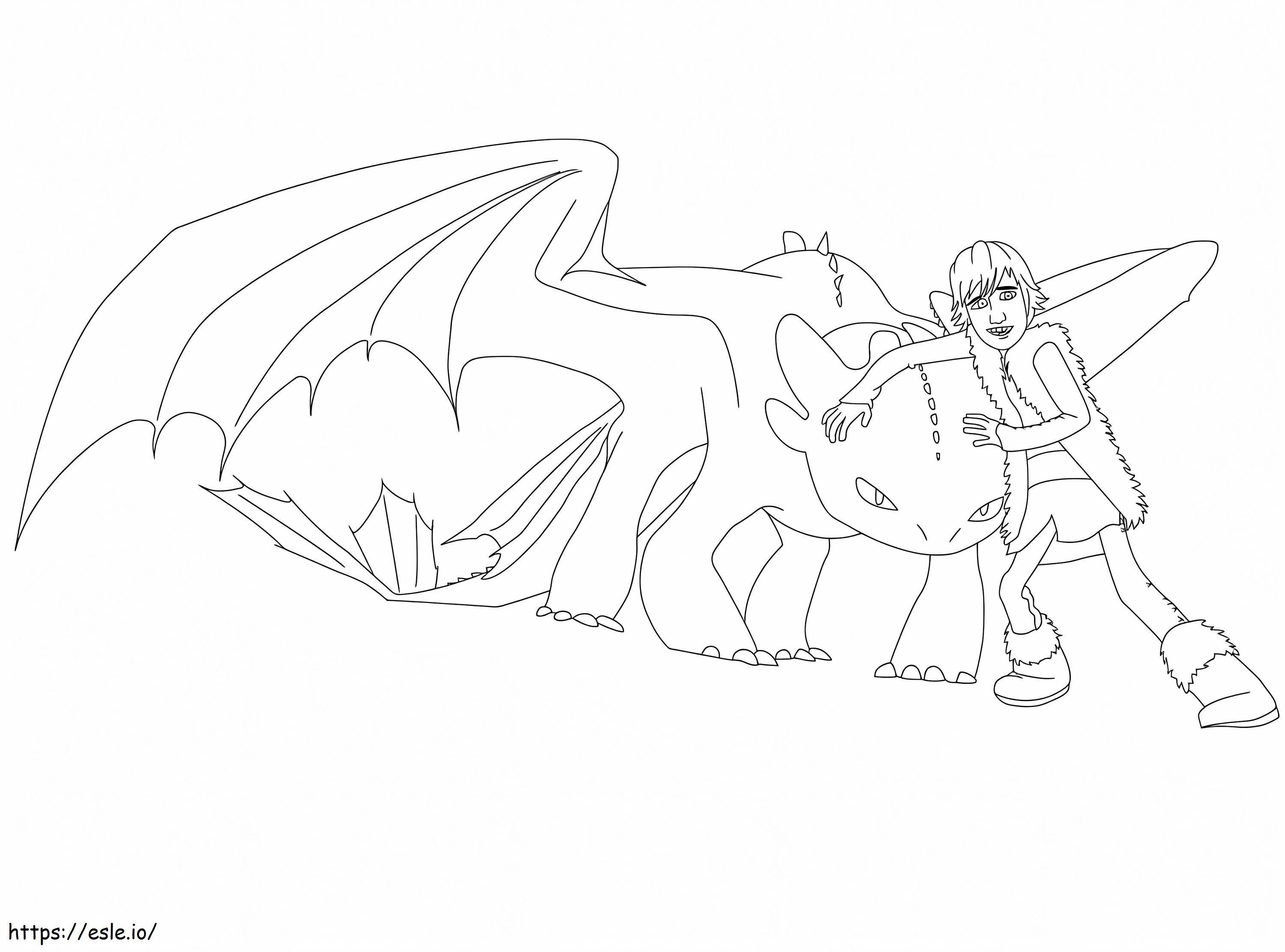 Funny Hiccup And Toothless coloring page