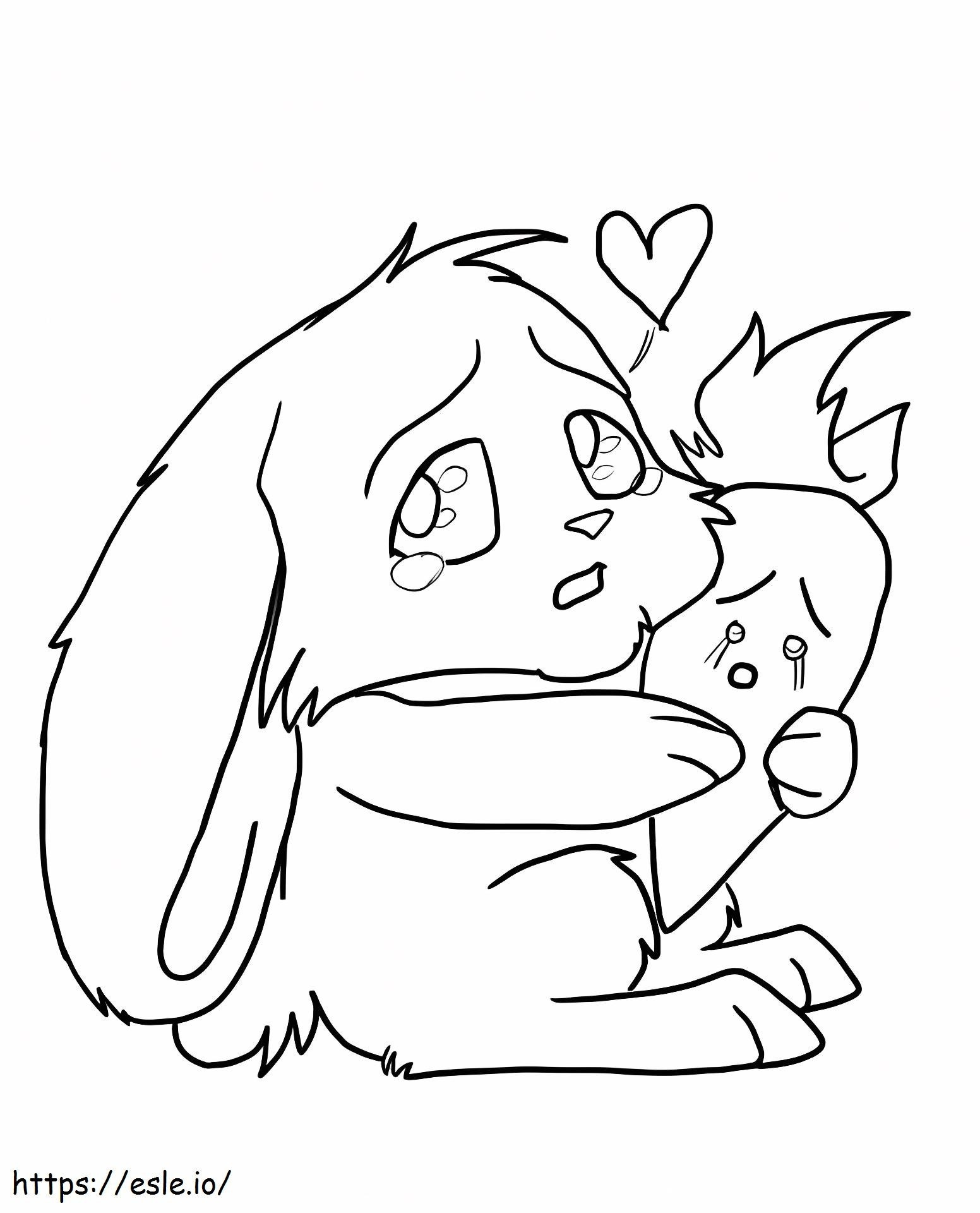 Chibi Rabbit With Carrot A4 coloring page
