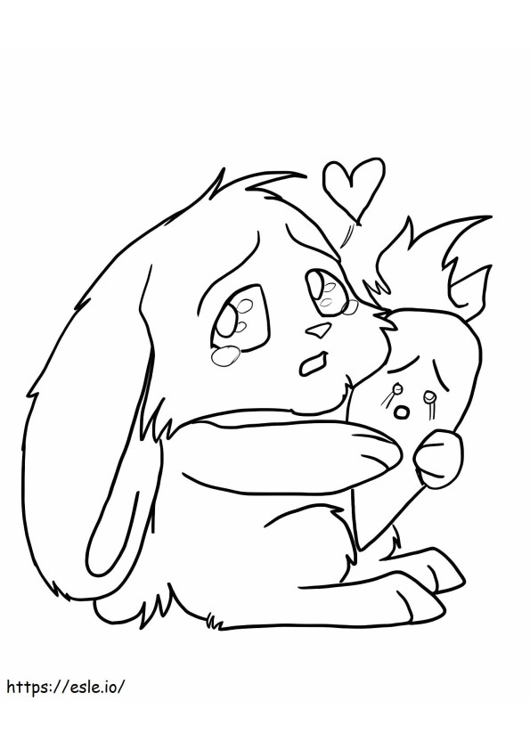 Chibi Rabbit With Carrot A4 coloring page