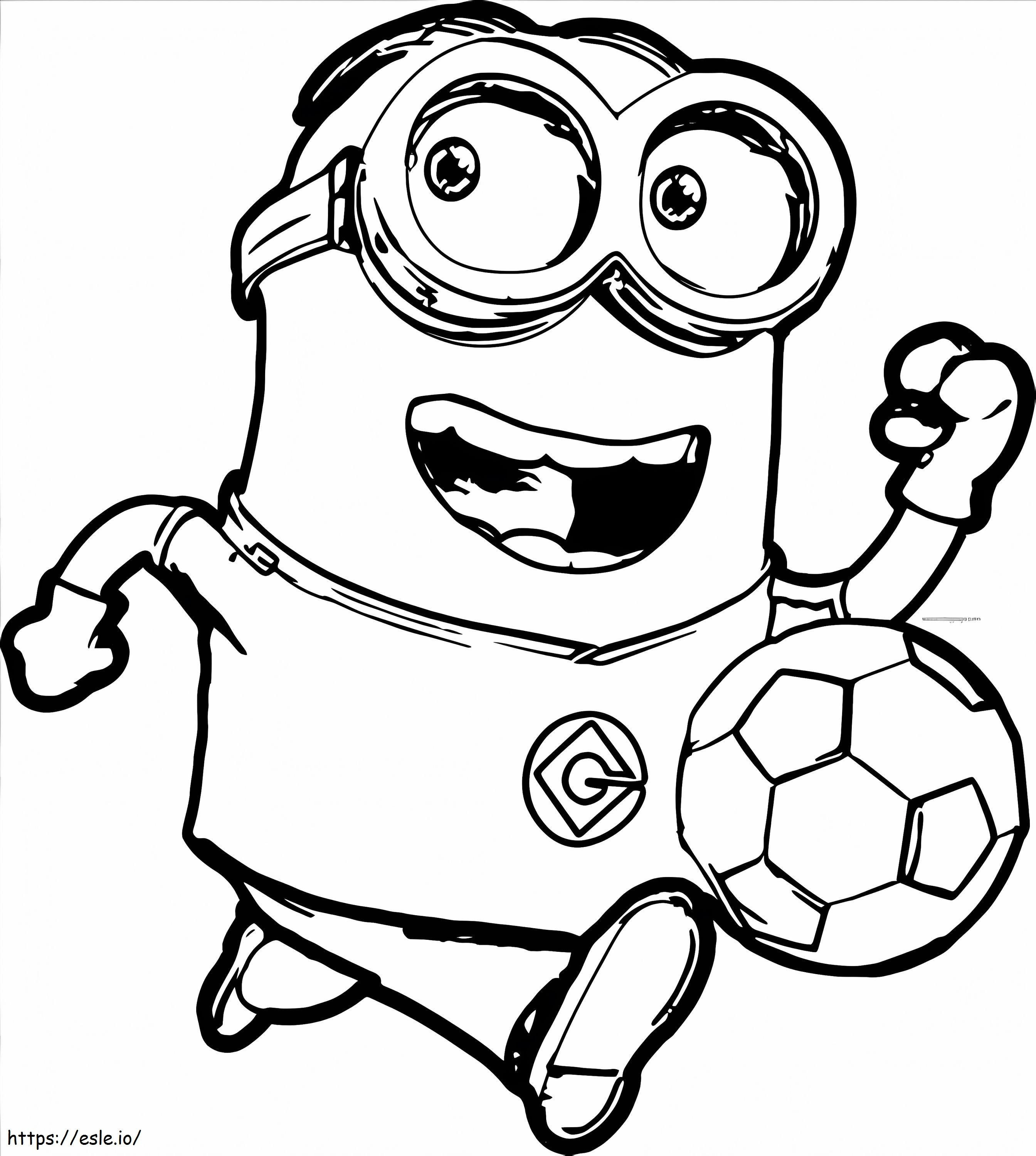 Drawing Minion Playing Soccer coloring page
