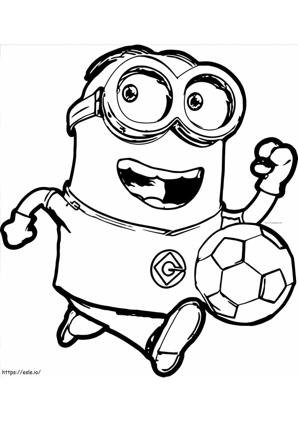 Drawing Minion Playing Soccer coloring page