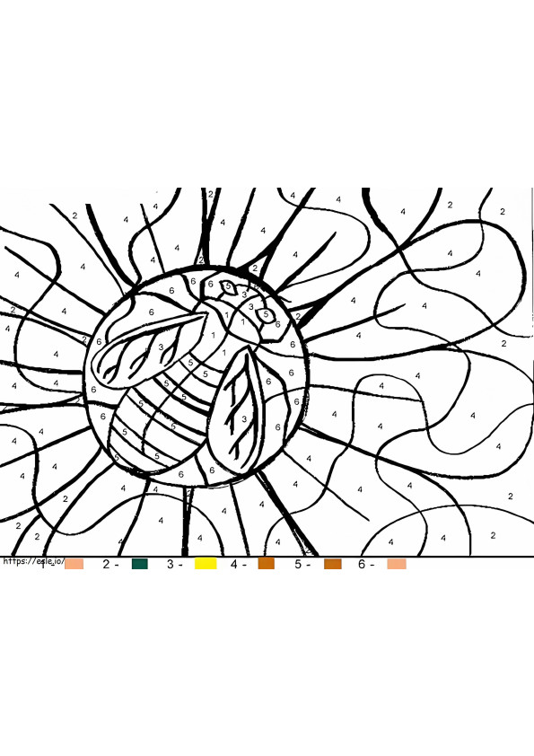 Coloriage Fleur et insecte couleur par numéro à imprimer dessin