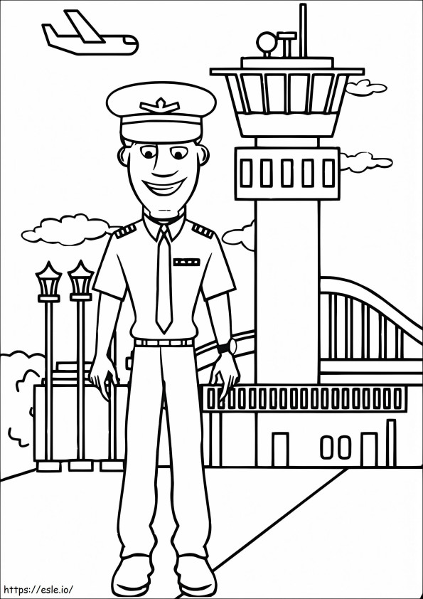 Pilot In Airport coloring page