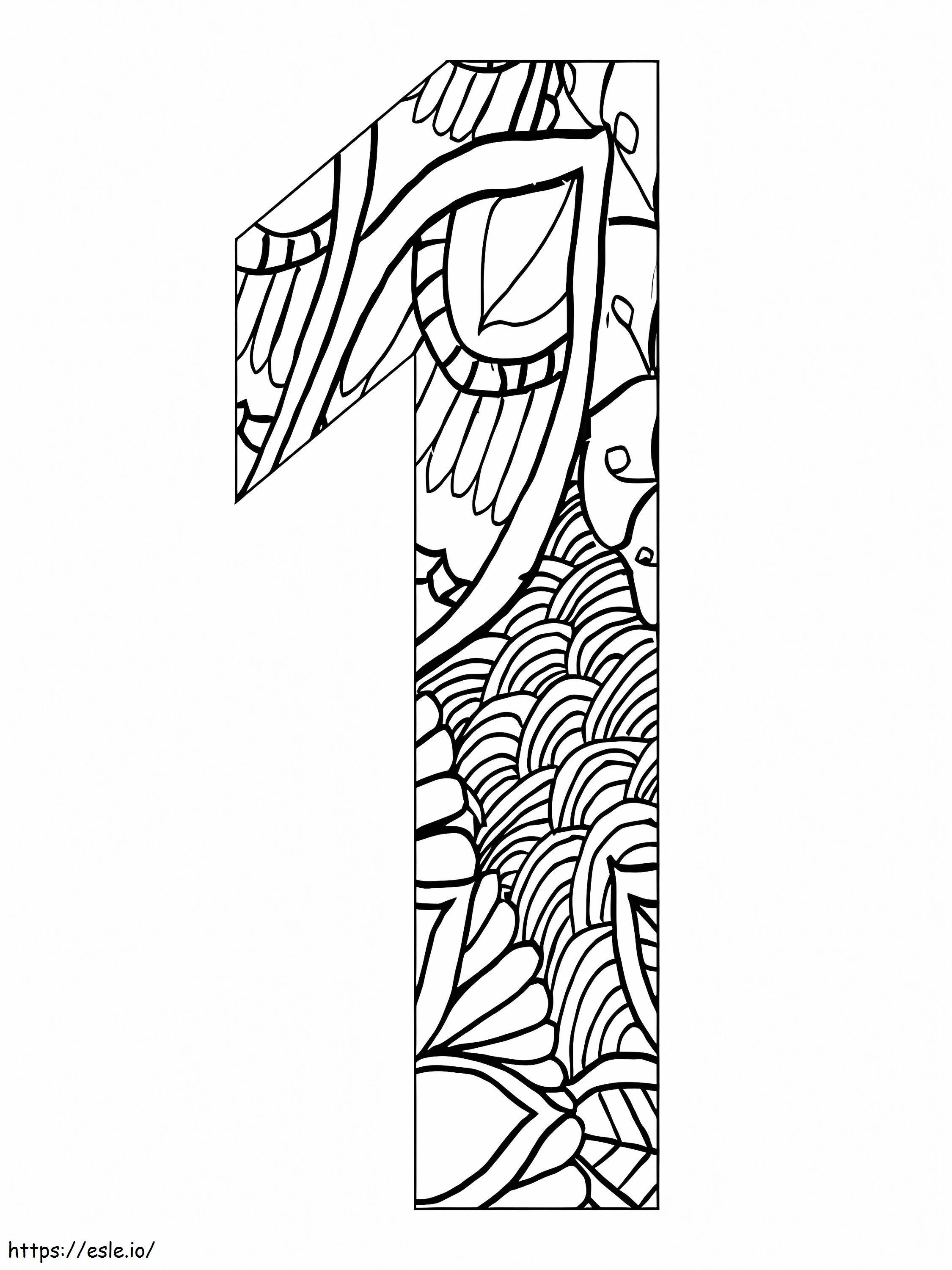 Number One Mandala coloring page