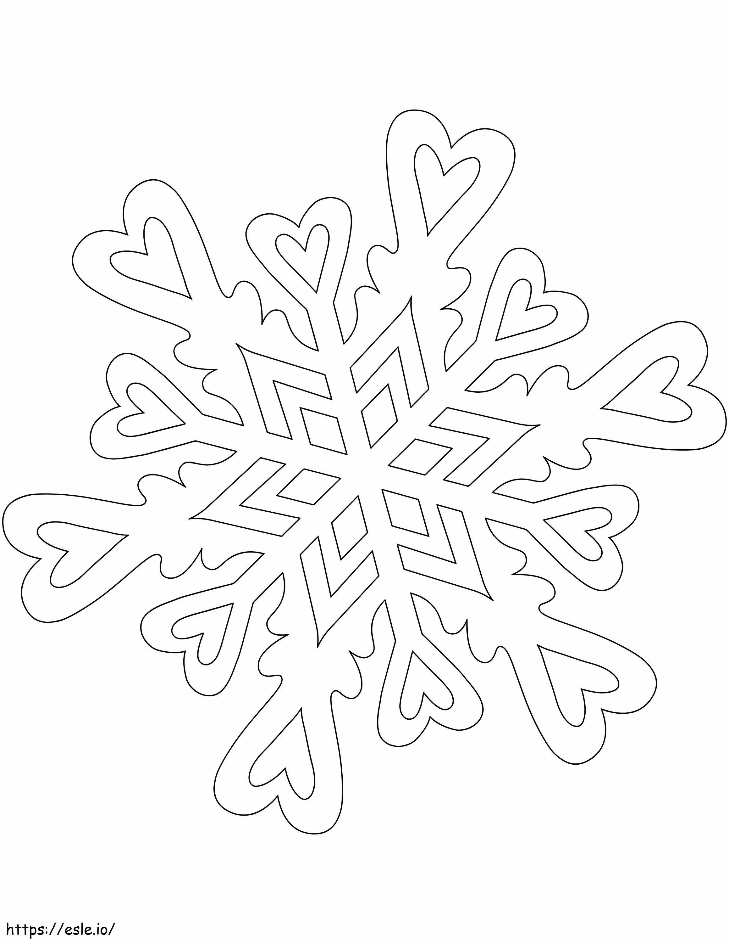  Padrão de Floco de Neve com Corações para colorir