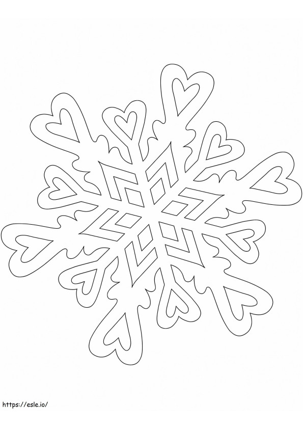  Wzór płatka śniegu z sercami kolorowanka