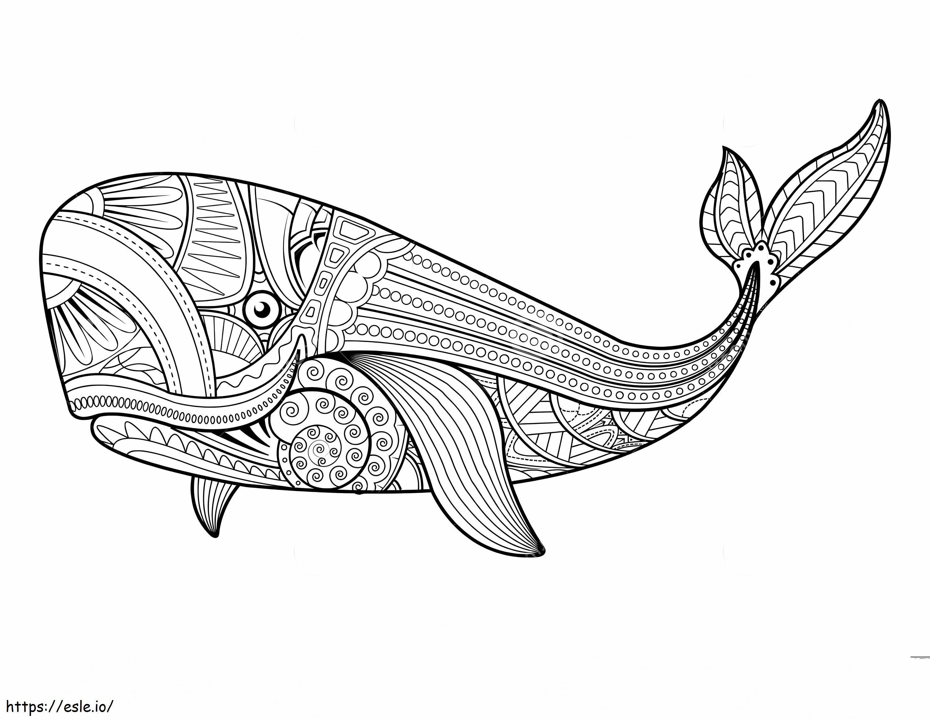 Bellissimo mandala balena da colorare