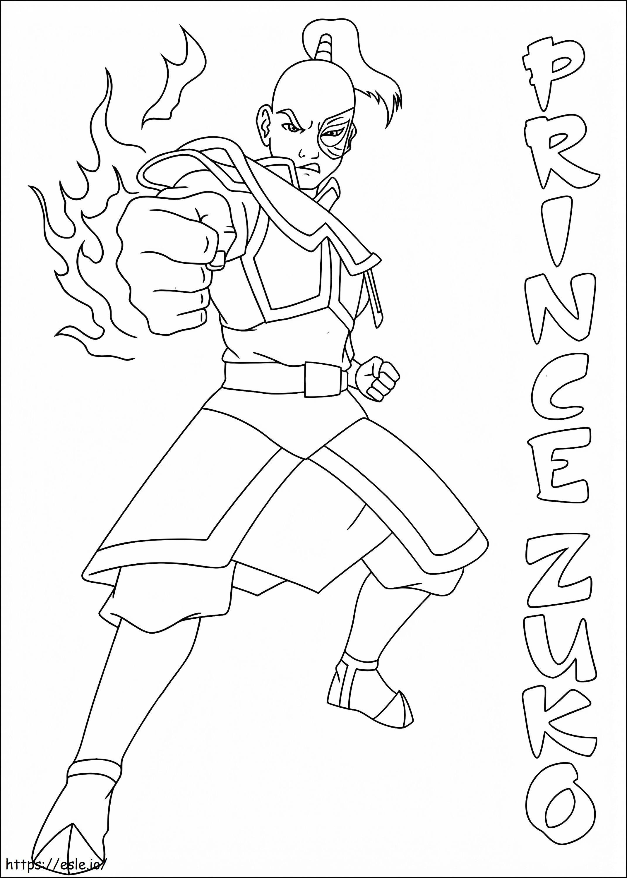  Príncipe Zuko A4 para colorir