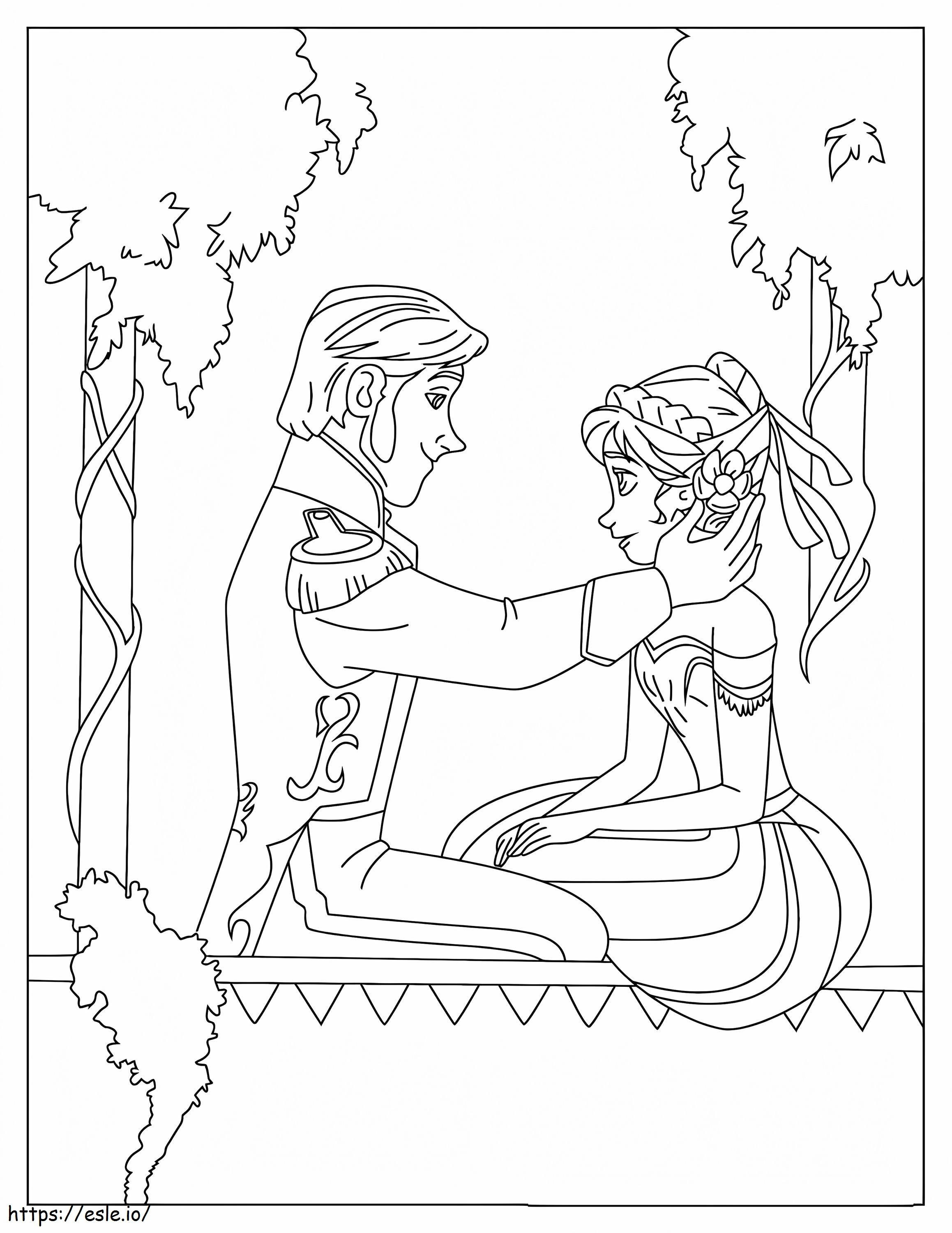 La princesa Anna y el príncipe Hans para colorear