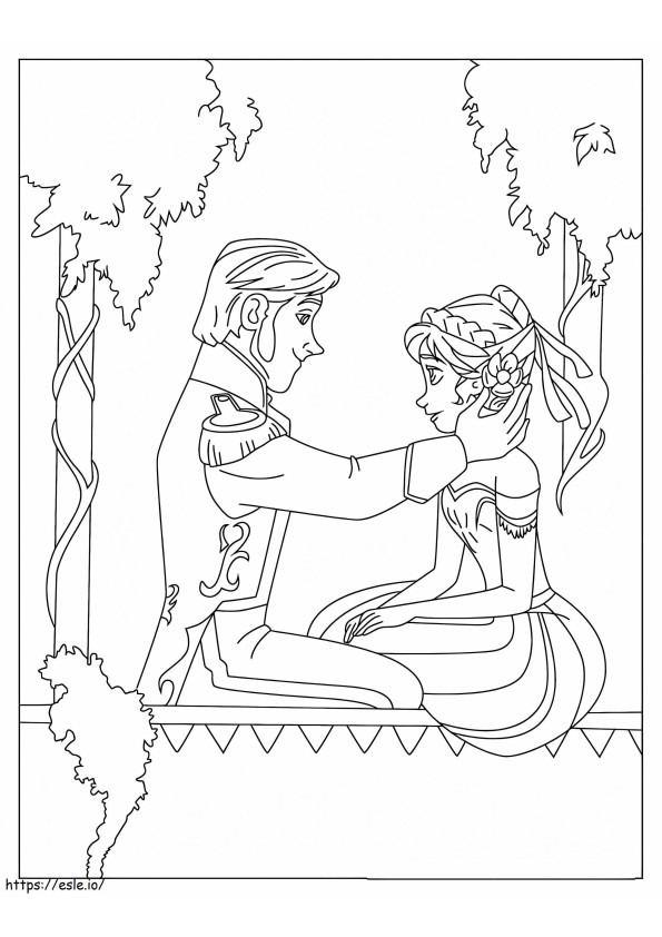 La principessa Anna e il principe Hans da colorare