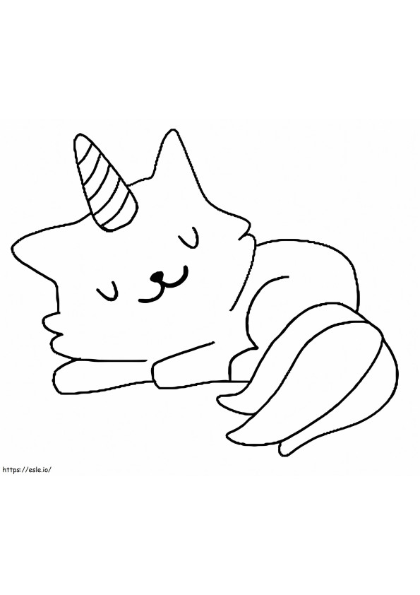 Il gatto unicorno sta dormendo da colorare