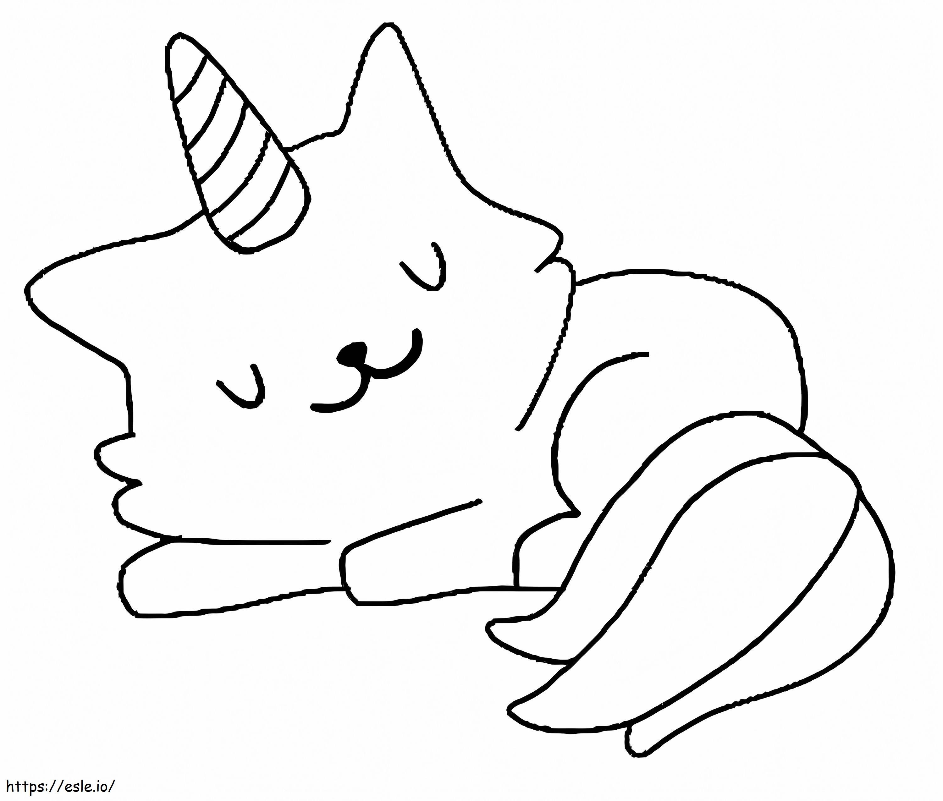 Pisica Unicorn Doarme de colorat