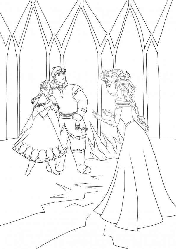 Elsa rejects Anna and Kristoff to print and color for free for kids of all ages