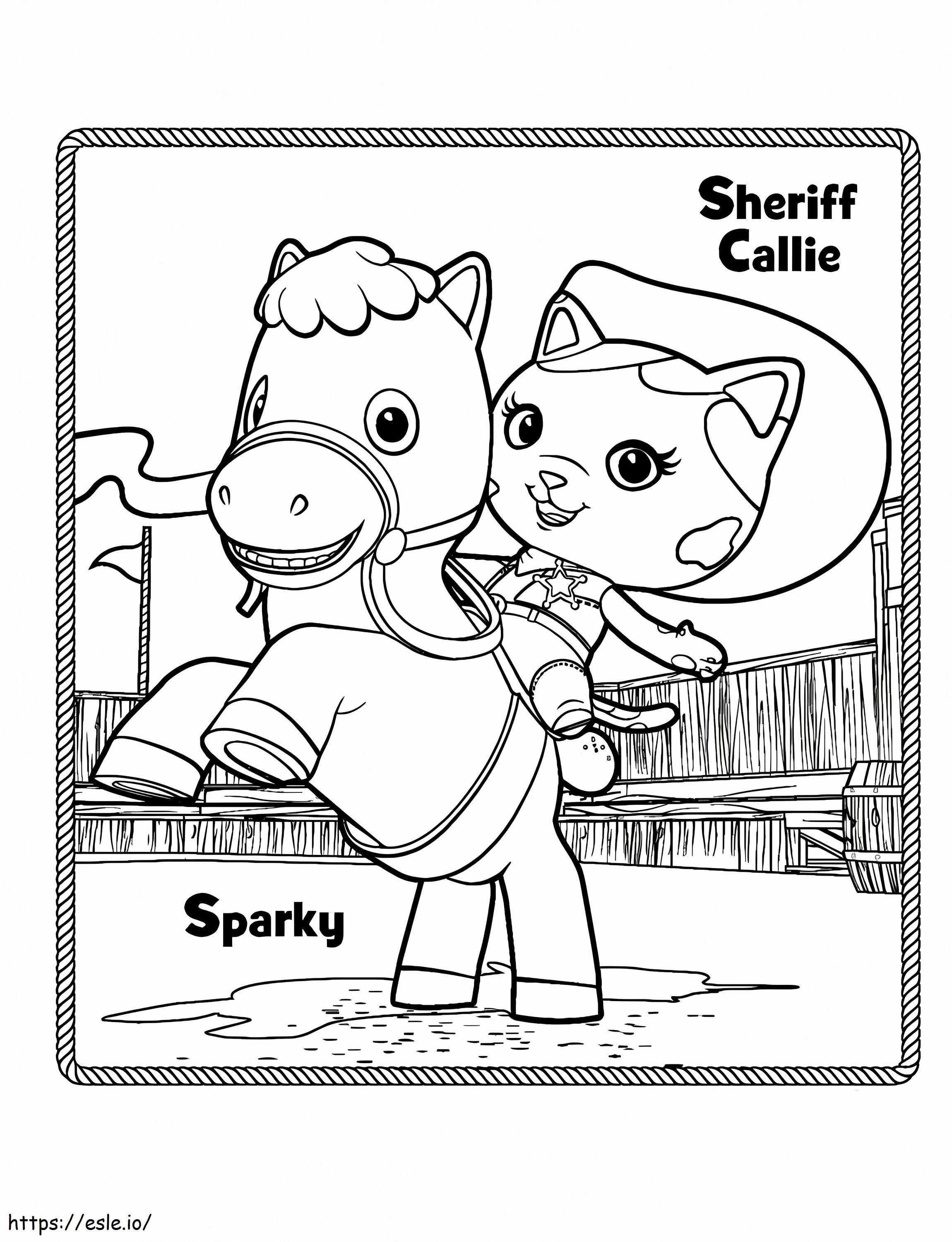 Sparky y la sheriff callie para colorear