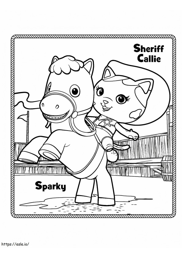 Sparky en sheriff Callie kleurplaat