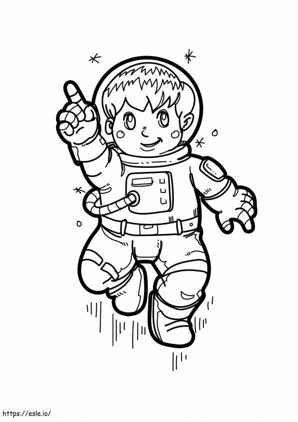 かわいい宇宙飛行士の少年 ぬりえ - 塗り絵
