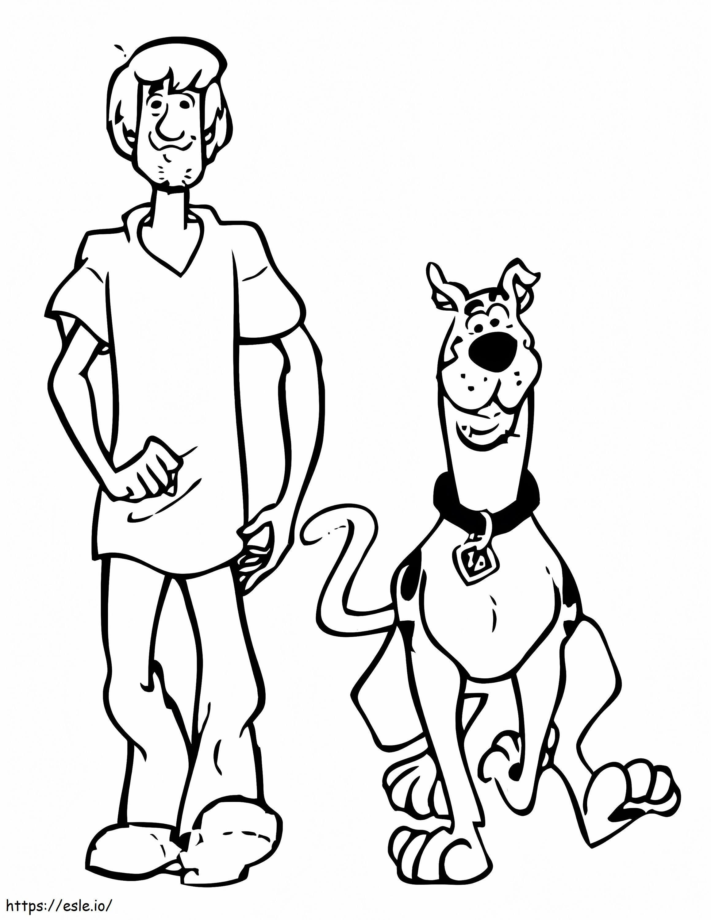 Shaggy e Scooby Doo a piedi da colorare