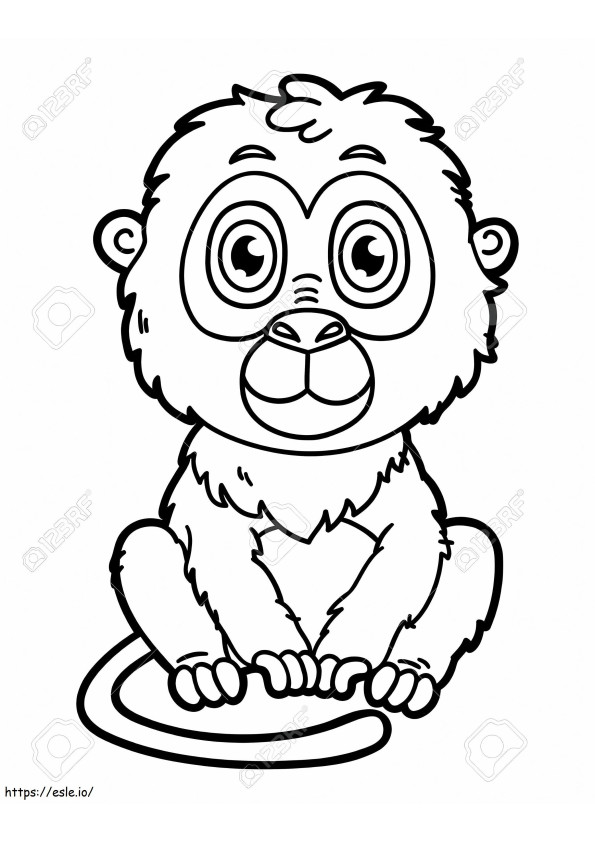 Cartoon Monkey Funny Monkey Vector Illustration Happy Cartoon Of Cartoon Monkey coloring page