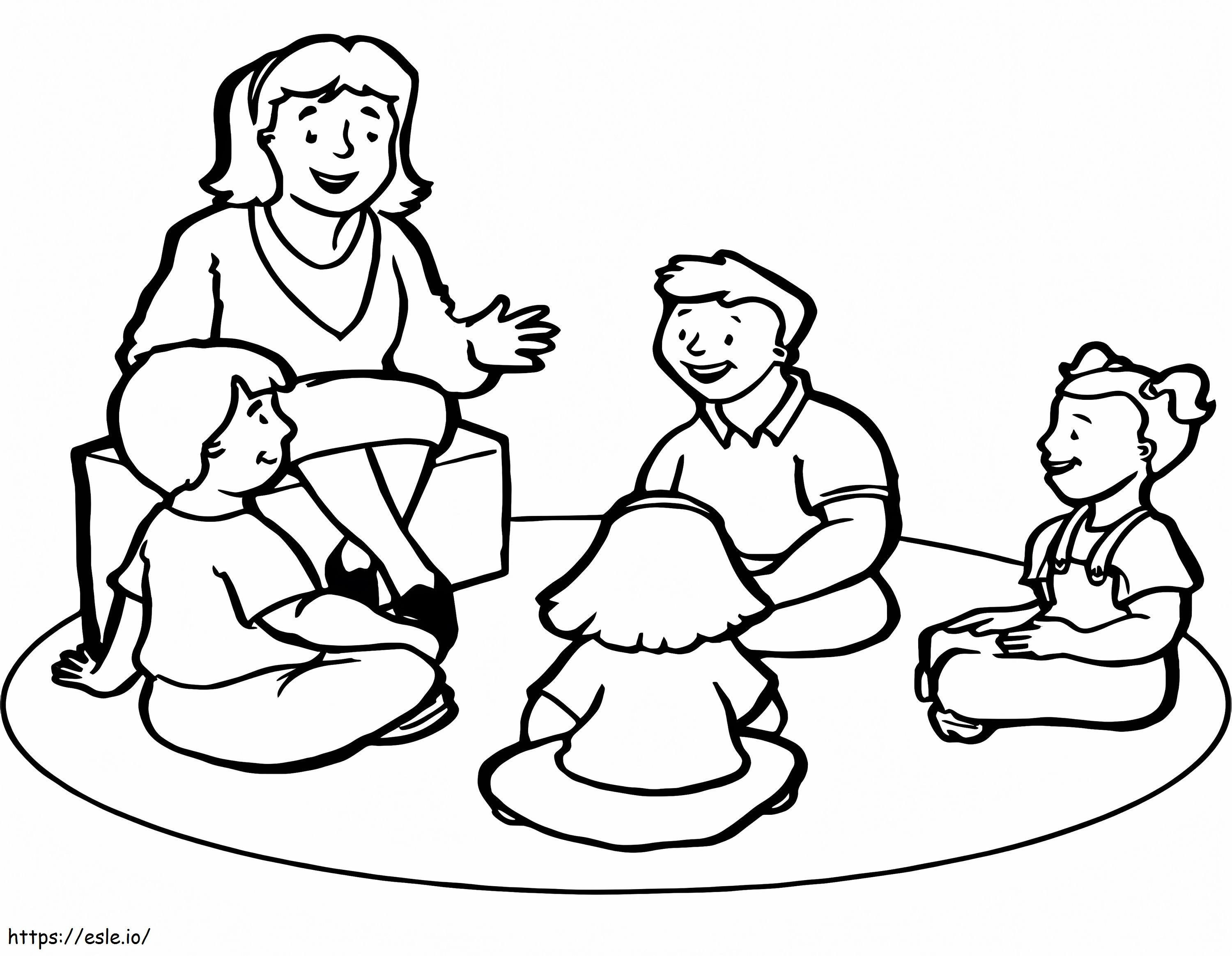 Happy Students And Teacher coloring page