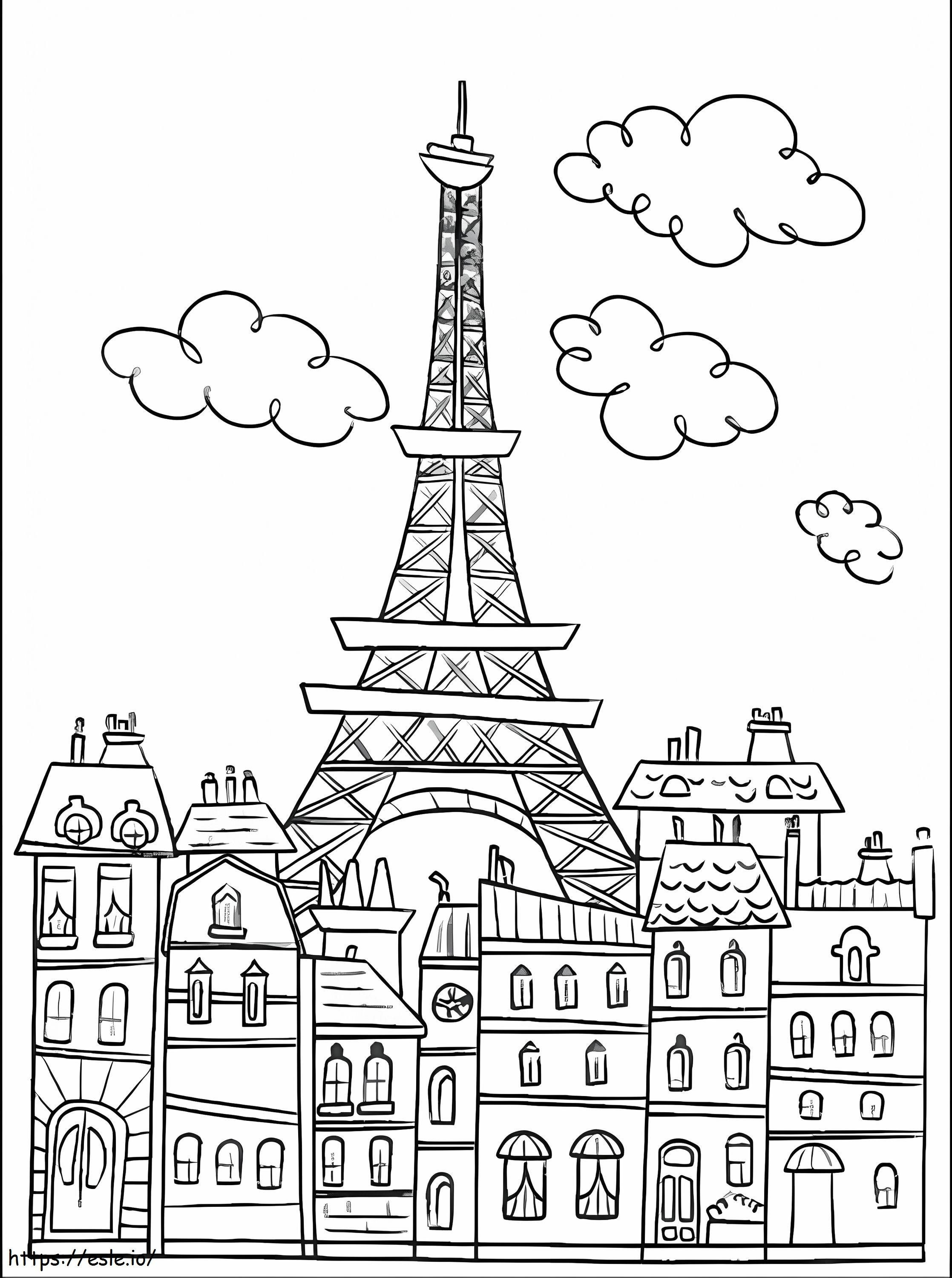 Coloriage Bâtiment Tour Eiffel à imprimer dessin