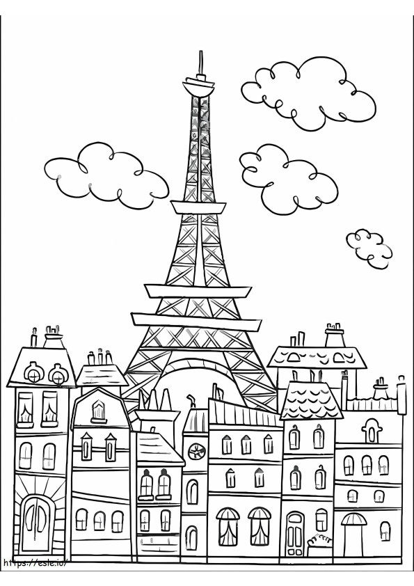 Coloriage Bâtiment Tour Eiffel à imprimer dessin