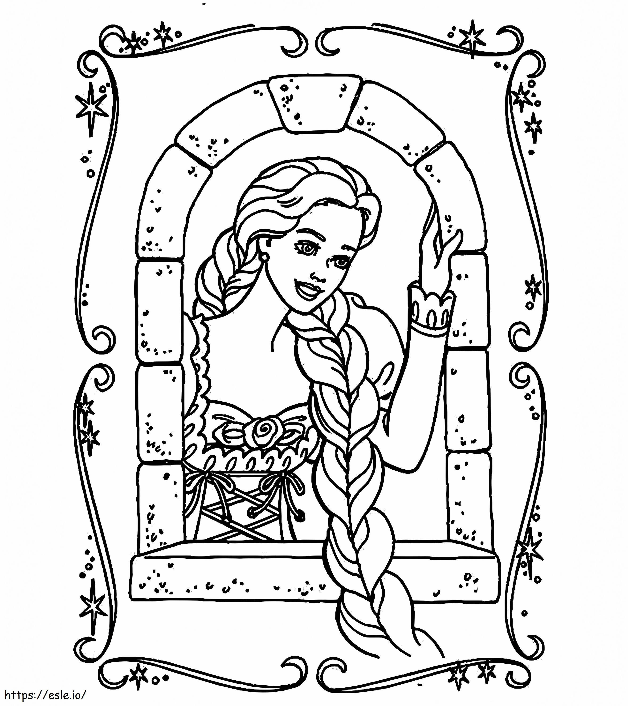 Rapunzel Portrait At The Window coloring page