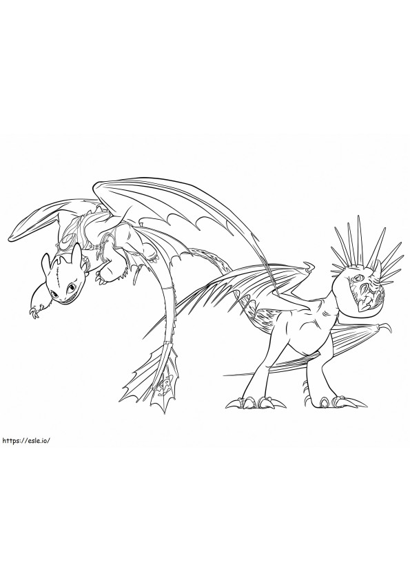 Toothless And Stormfly coloring page