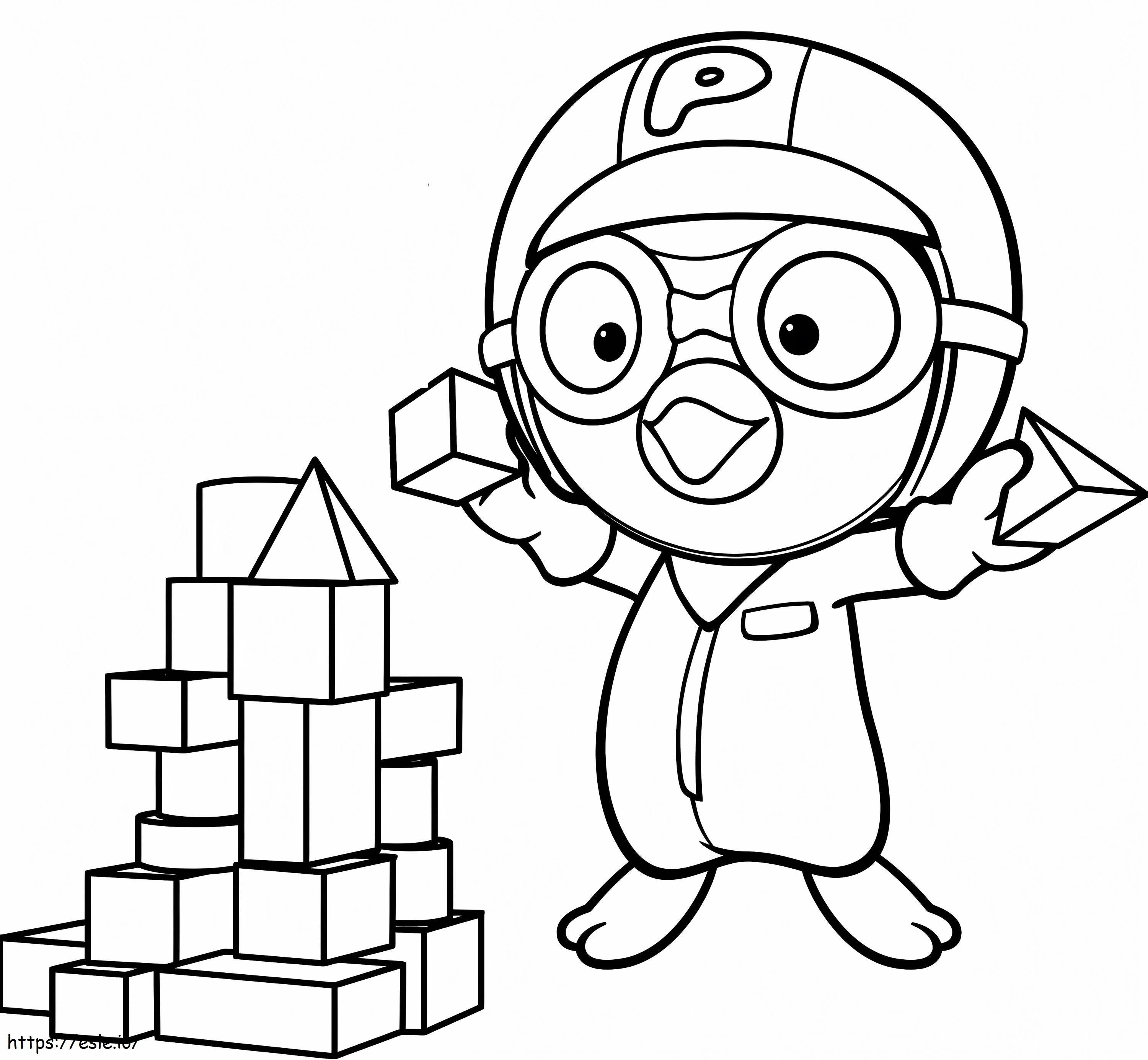 Pororo Playing Puzzle coloring page