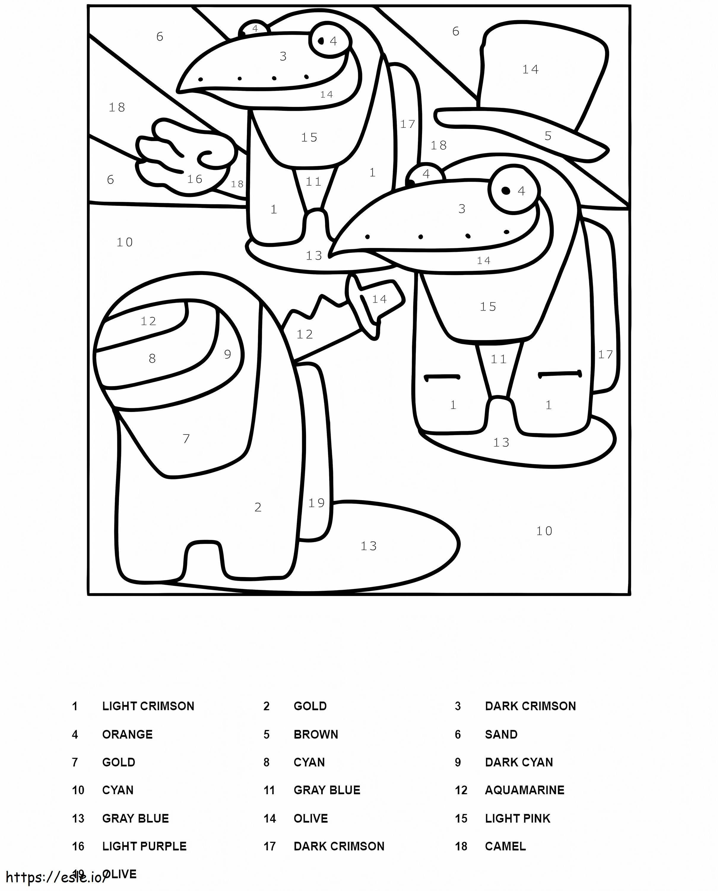 Among Us Impostor Color By Number coloring page
