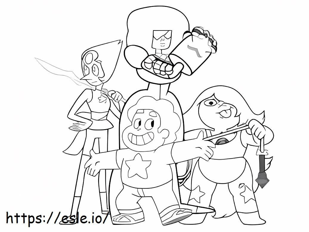 Steven e seus amigos brigando para colorir