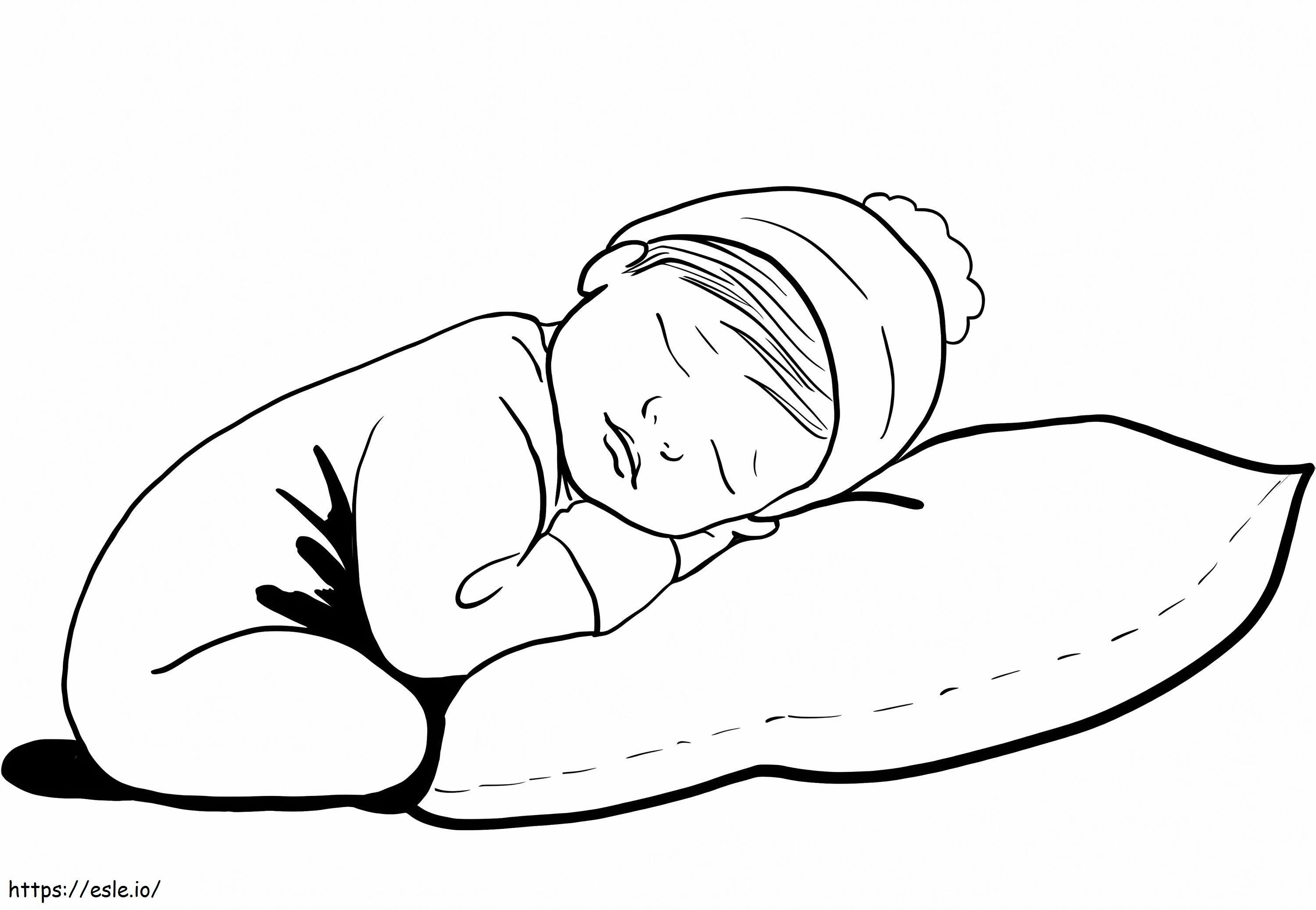 Bayi Lucu Tidur Gambar Mewarnai