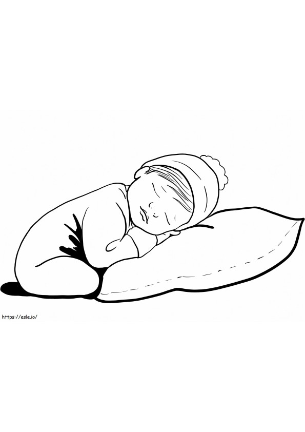 Söpö vauva nukkuu värityskuva
