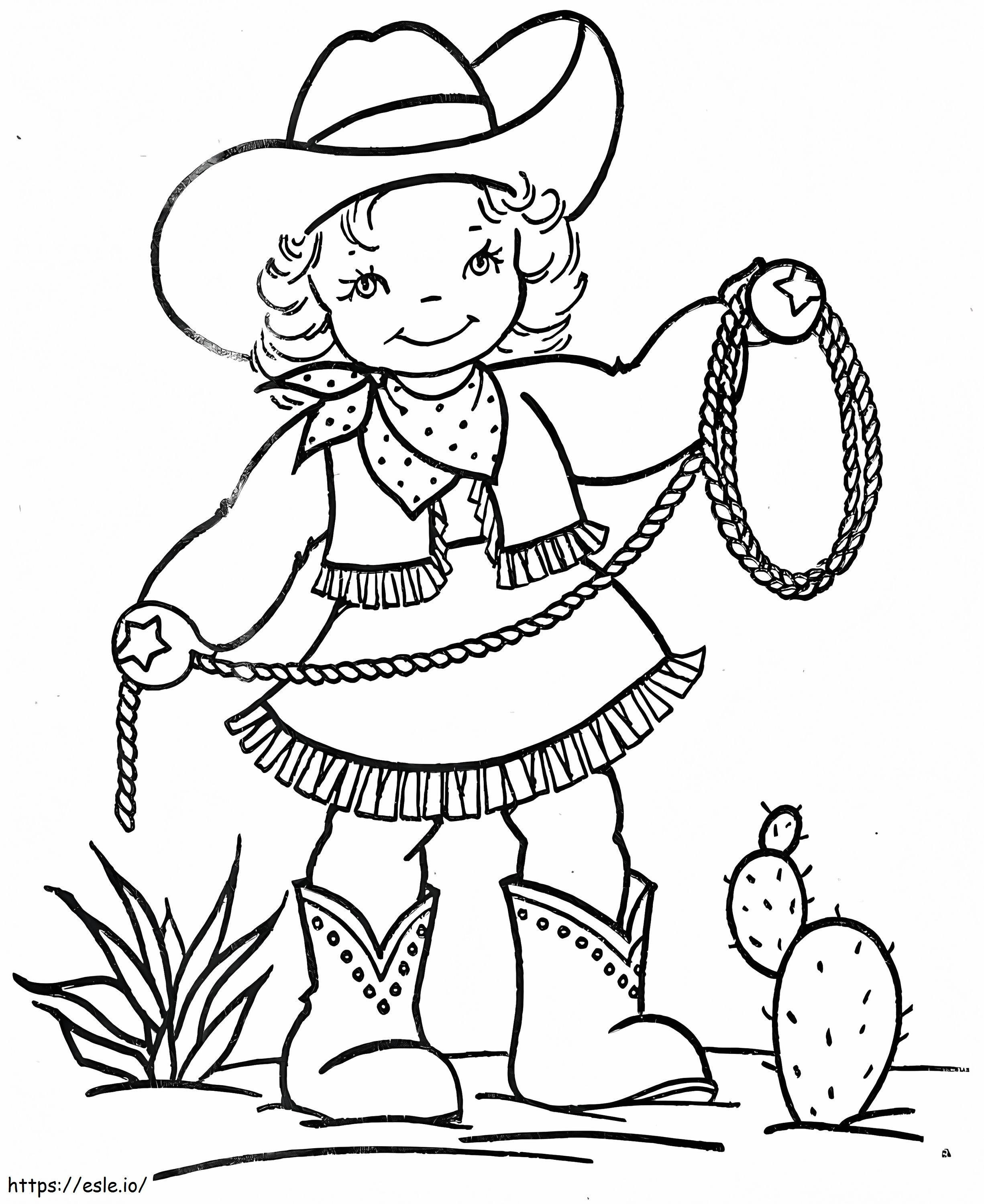 Little Cute Cowgirl coloring page