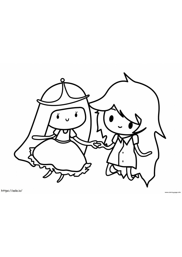 Coloriage Chibi Princesse Bubblegum Et Amigo à imprimer dessin