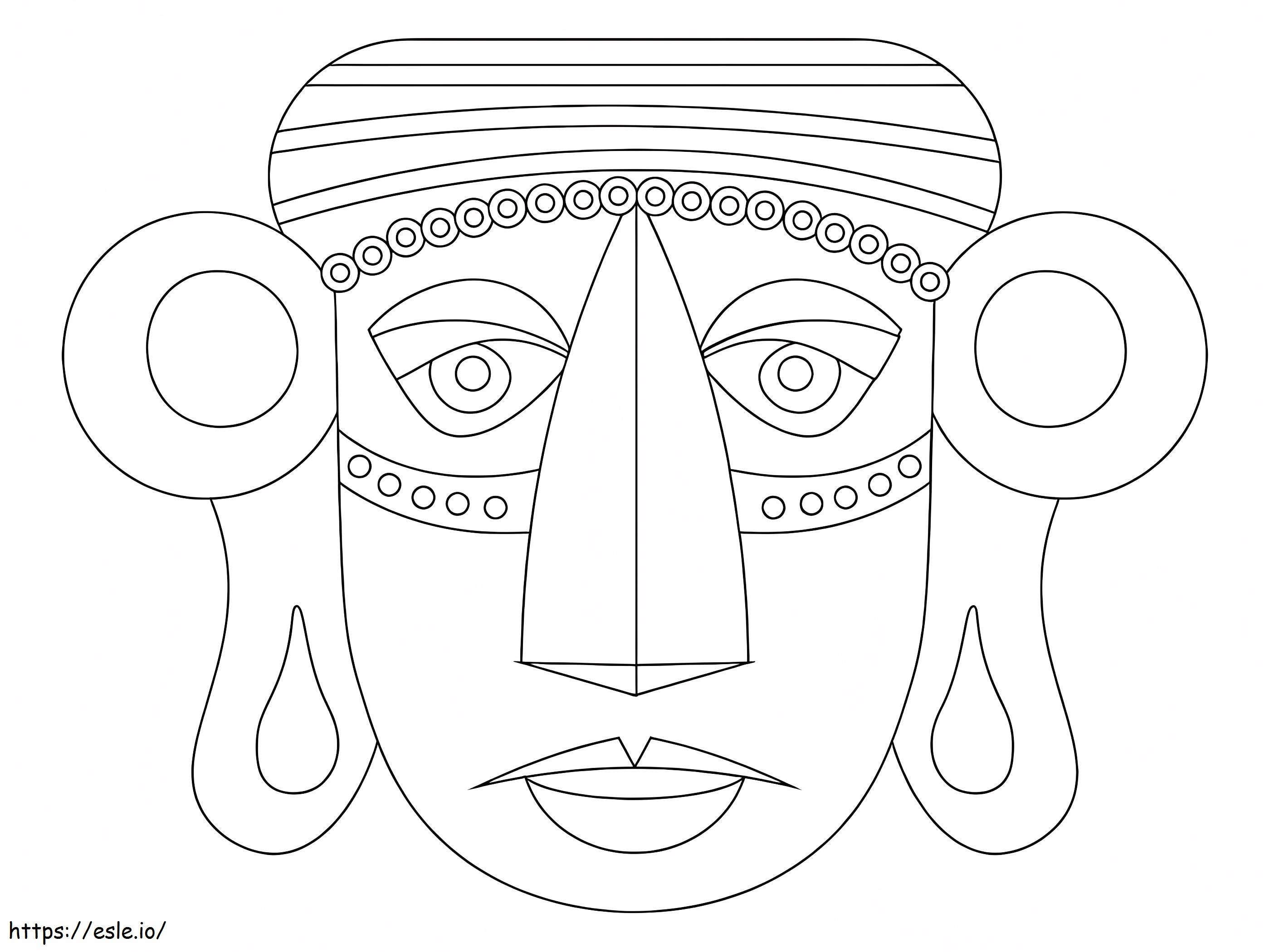 インカの仮面 ぬりえ - 塗り絵