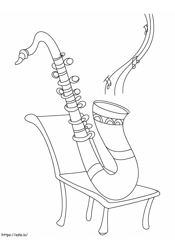 Saxophon auf einem Stuhl ausmalbilder